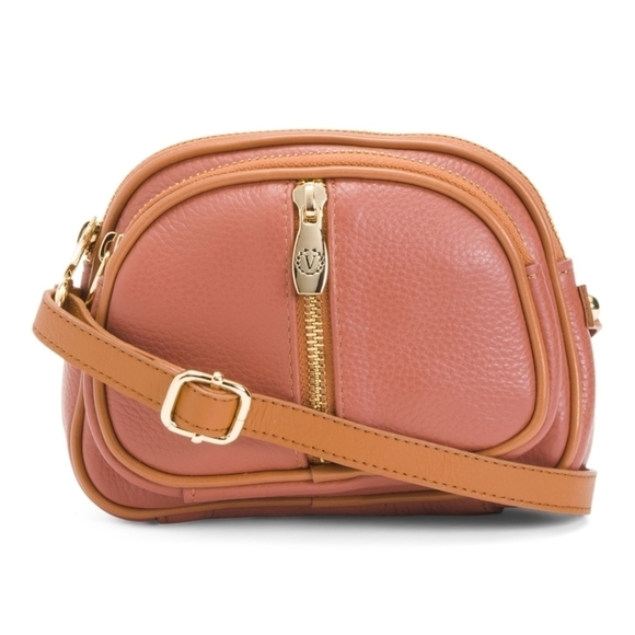 Valentina LEATHER CROSSBODY PINK PURSE ITALY NWOT - Picture 1 of 11
